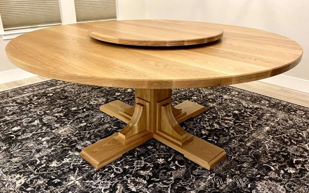 White Oak Dining Table with Lazy Susan